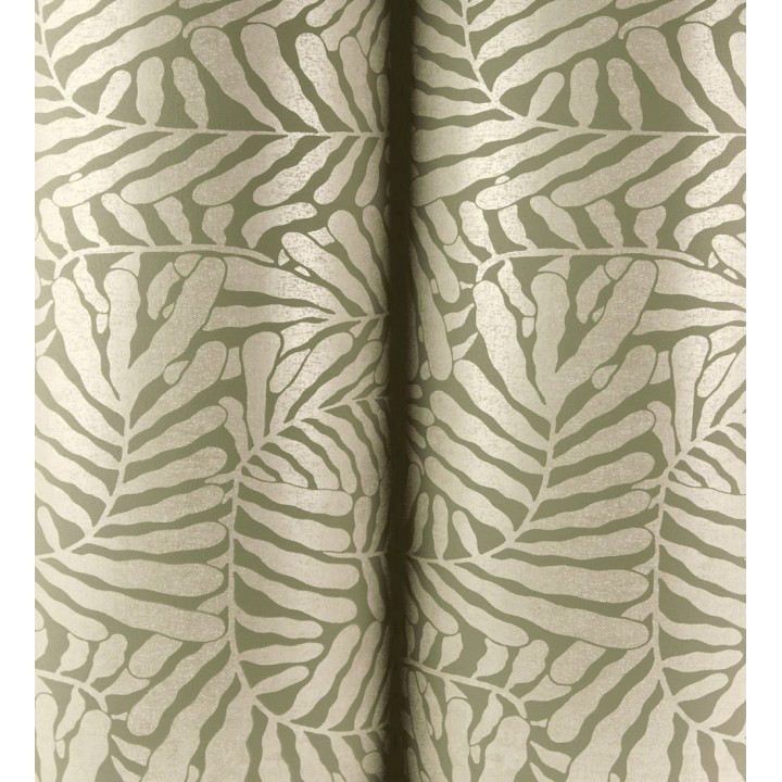 Papel pintado minimalista de hojas nacaradas con fondo verde oliva - Riviera Opulent 683844