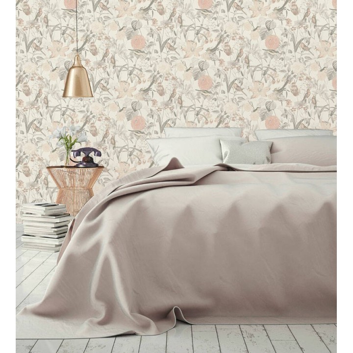 Papel pintado de pájaros y flores estilo inglés - Victoria Blossom 126371