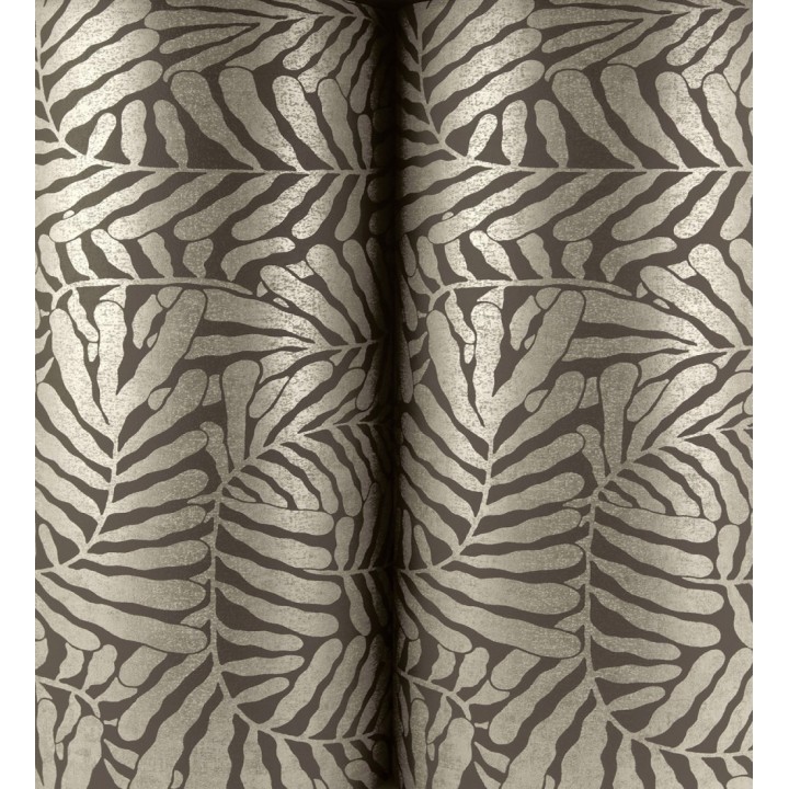 Papel pintado minimalista de hojas nacaradas con fondo marrón - Riviera Opulent 683846