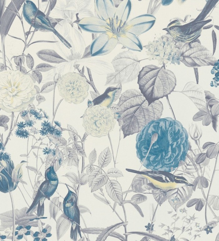 Papel pintado de pájaros y flores estilo inglés - Victoria Blossom 126372