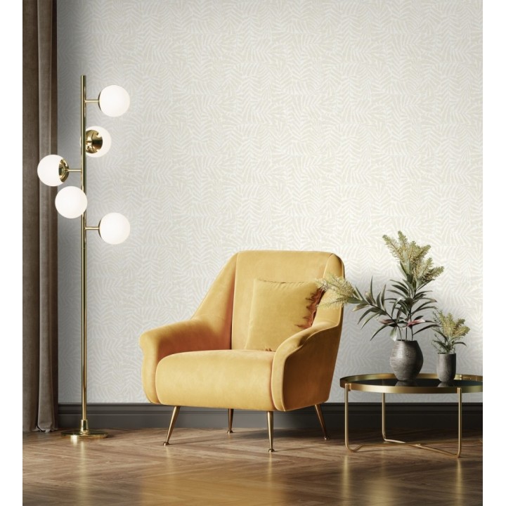 Papel pintado minimalista de hojas nacaradas con fondo blanco - Riviera Opulent 683847