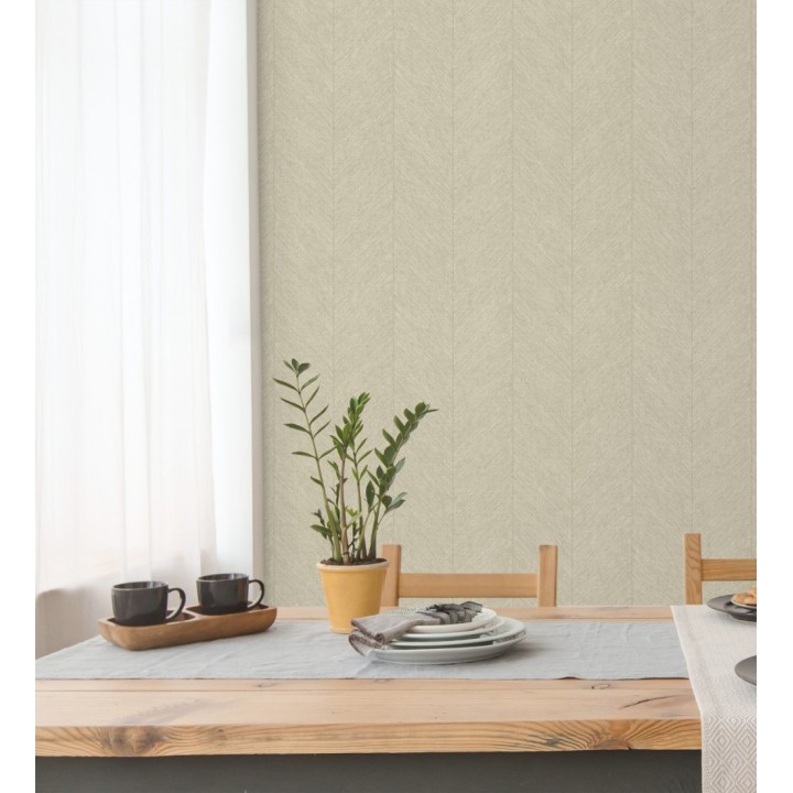 Papel pintado de espigas tejido en hilo noble tonos arena - York Spike 683849