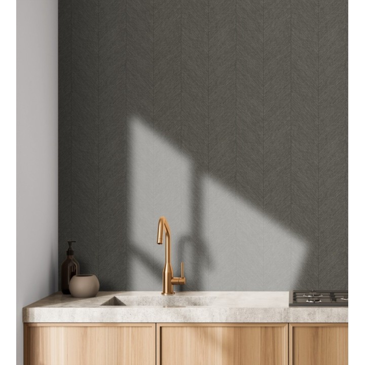 Papel pintado de espigas tejido en hilo noble tonos marrón chocolate - York Spike 683850