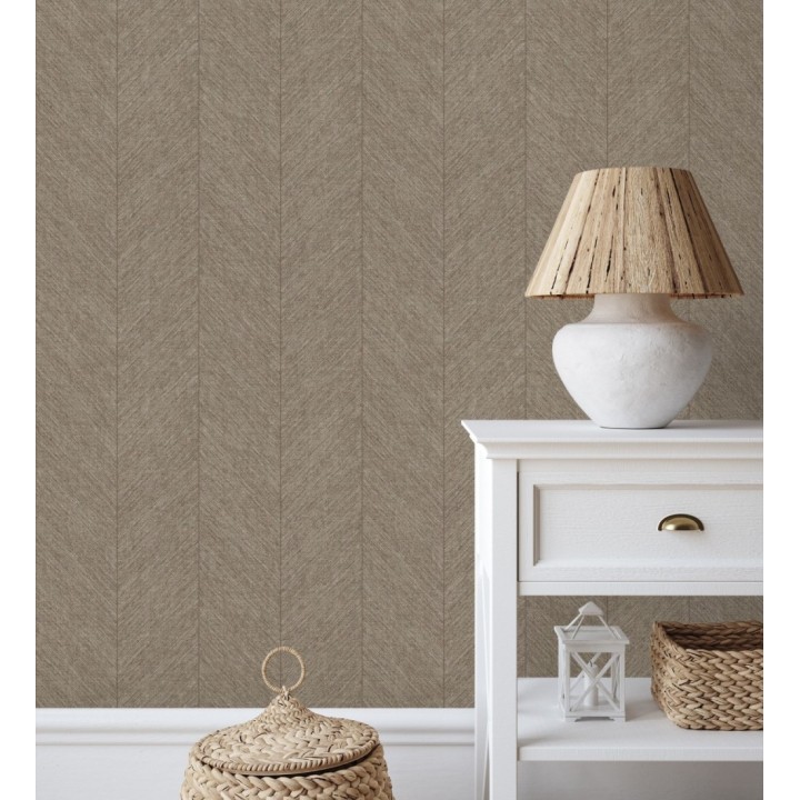 Papel pintado de espigas tejido en hilo noble tonos marrones - York Spike 683851