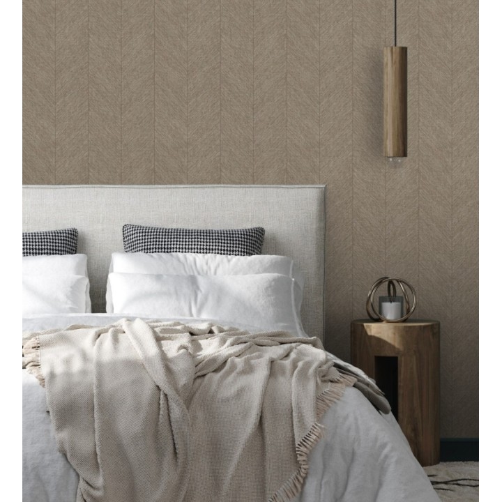 Papel pintado de espigas tejido en hilo noble tonos marrones - York Spike 683851