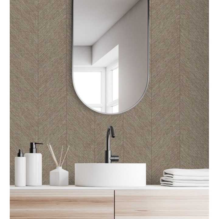 Papel pintado de espigas tejido en hilo noble tonos marrones - York Spike 683851