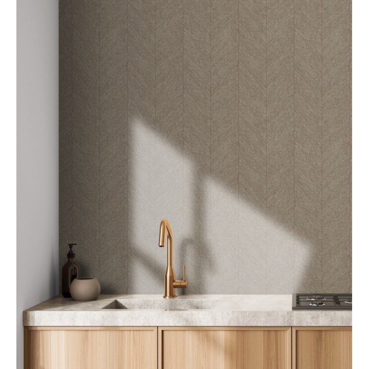 Papel pintado de espigas tejido en hilo noble tonos marrones - York Spike 683851