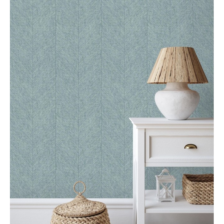 Papel pintado de espigas tejido en hilo noble tonos azul claro - York Spike 683852