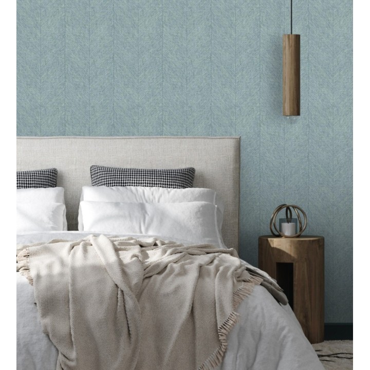 Papel pintado de espigas tejido en hilo noble tonos azul claro - York Spike 683852