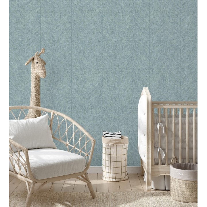 Papel pintado de espigas tejido en hilo noble tonos azul claro - York Spike 683852