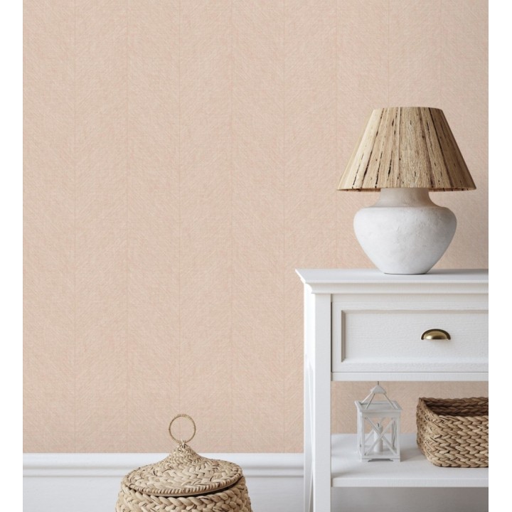 Papel pintado de espigas tejido en hilo noble tonos rosa palo - York Spike 683853