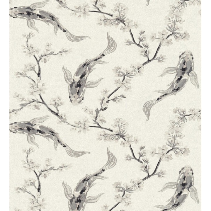 Papel pintado de peces carpa y flores de cerezo estilo japonés - Kaori Garden 126376