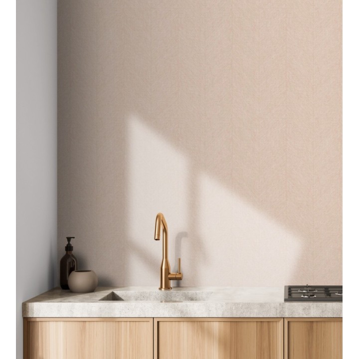 Papel pintado de espigas tejido en hilo noble tonos rosa palo - York Spike 683853