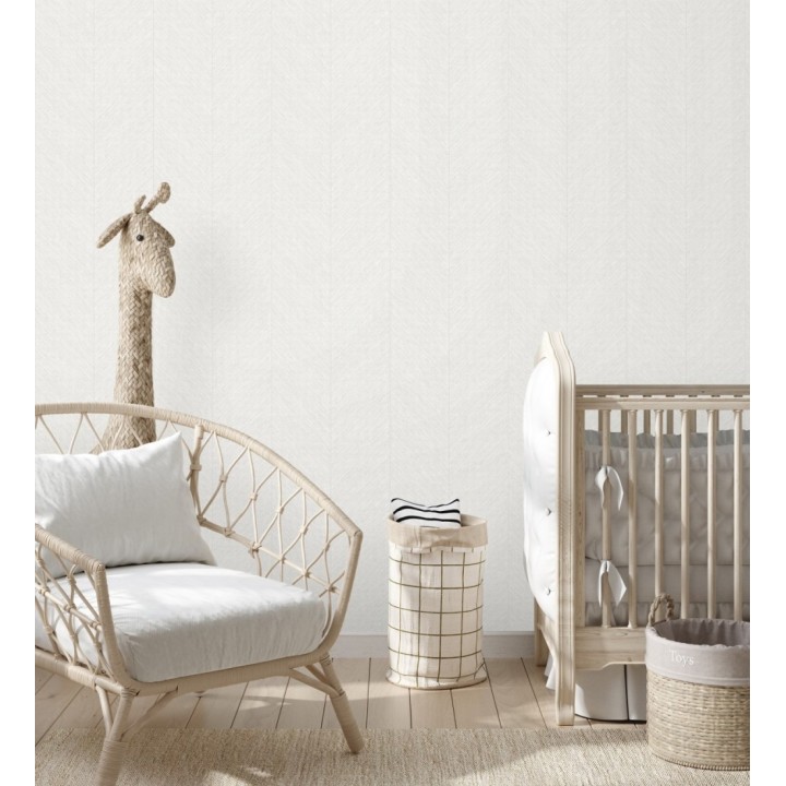 Papel pintado de espigas tejido en hilo noble tonos blanco - York Spike 683854