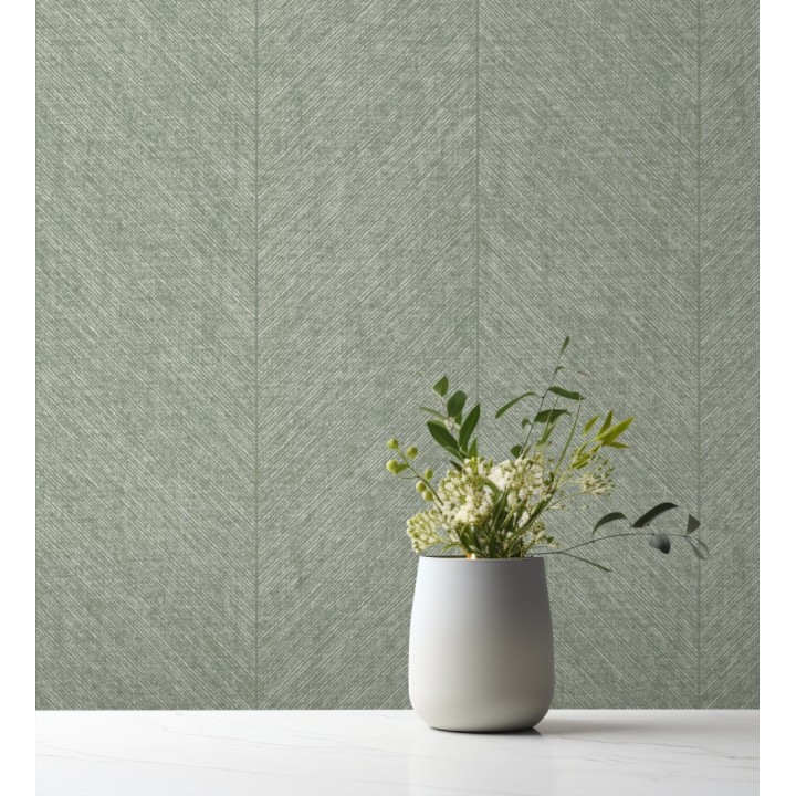 Papel pintado de espigas tejido en hilo noble tonos verde - York Spike 683856
