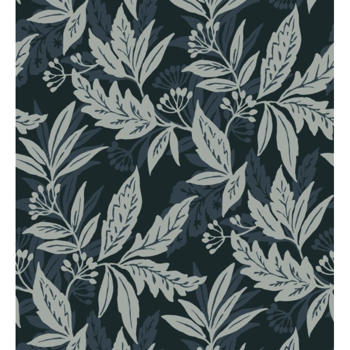 Papel pintado artesanal de hojas estampadas con pintura - Claridge Opaline 683857