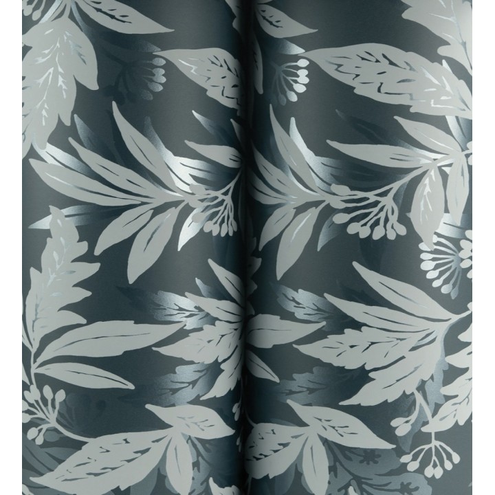 Papel pintado artesanal de hojas estampadas con pintura - Claridge Opaline 683857