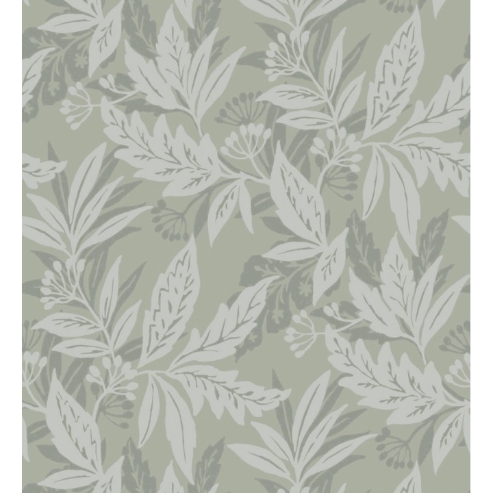 Papel pintado artesanal de hojas estampadas con pintura - Claridge Opaline 683858