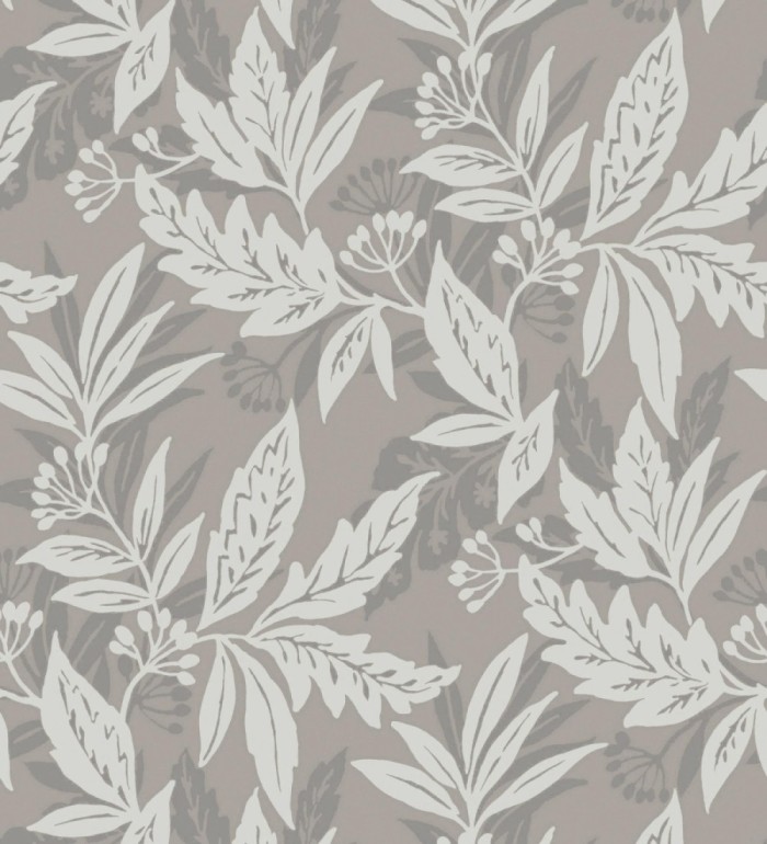 Papel pintado artesanal de hojas estampadas con pintura - Claridge Opaline 683859