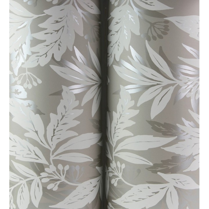 Papel pintado artesanal de hojas estampadas con pintura - Claridge Opaline 683859