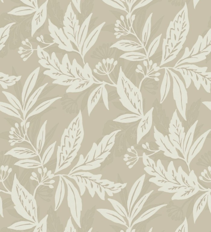 Papel pintado artesanal de hojas estampadas con pintura - Claridge Opaline 683860