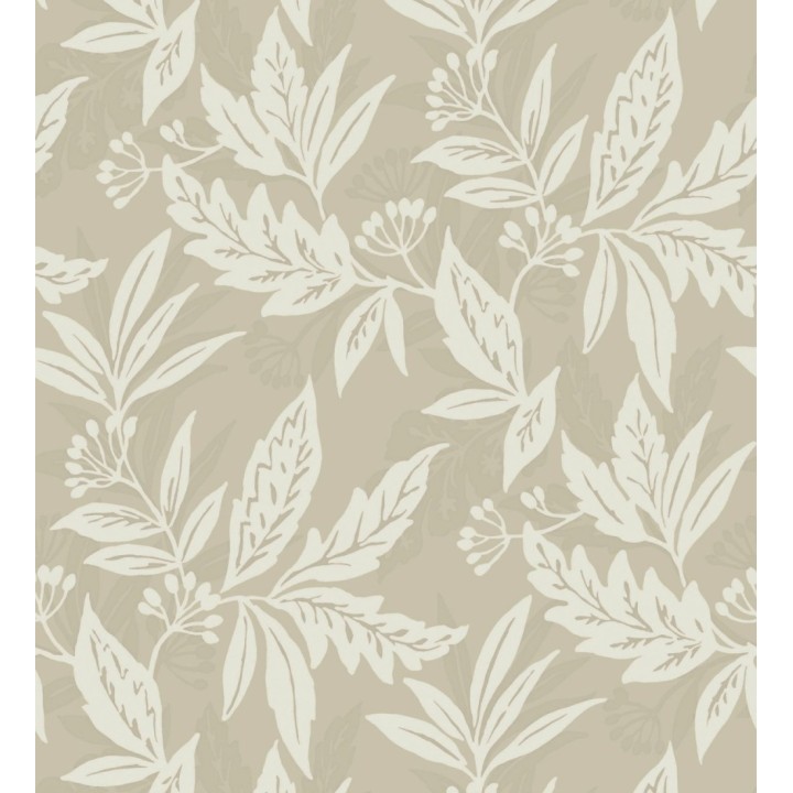 Papel pintado artesanal de hojas estampadas con pintura - Claridge Opaline 683860