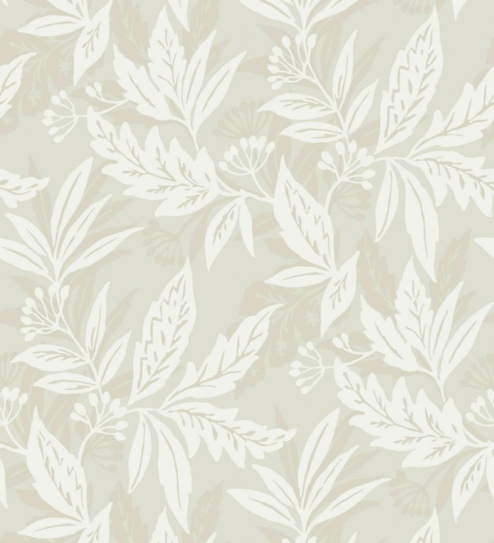 Papel pintado artesanal de hojas estampadas con pintura - Claridge Opaline 683861