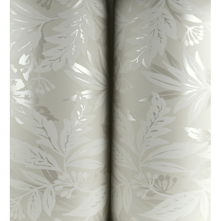 Papel pintado artesanal de hojas estampadas con pintura - Claridge Opaline 683861