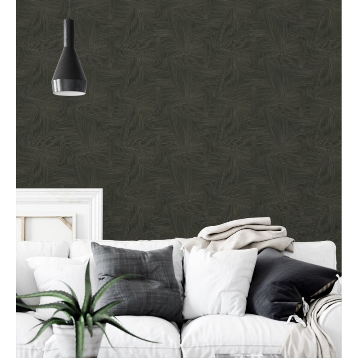 Papel pintado de líneas abstractas fondo negro - Miller Interweave 683862