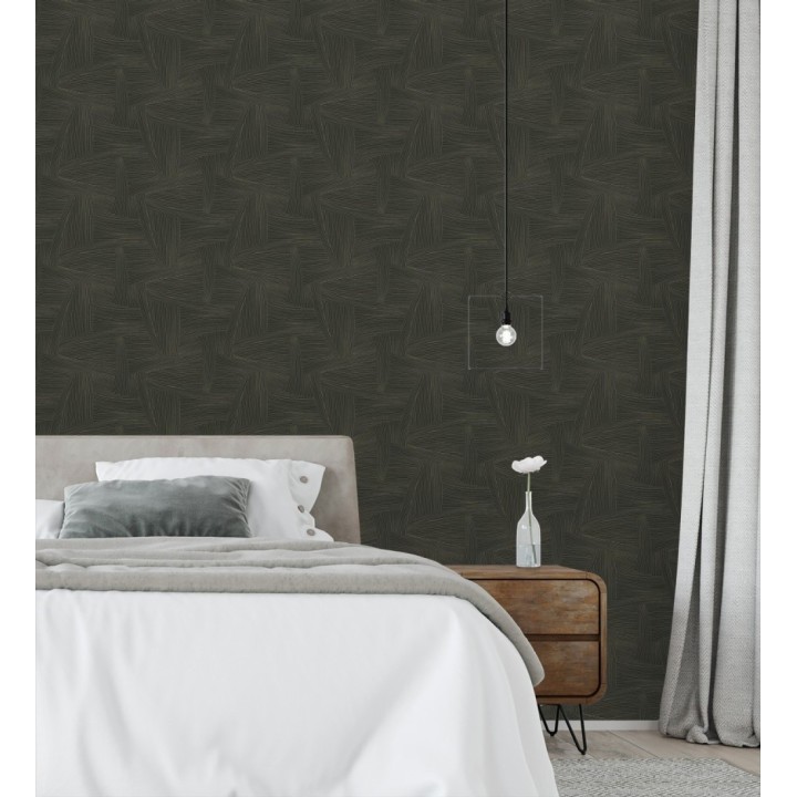 Papel pintado de líneas abstractas fondo negro - Miller Interweave 683862