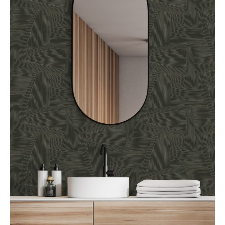 Papel pintado de líneas abstractas fondo negro - Miller Interweave 683862