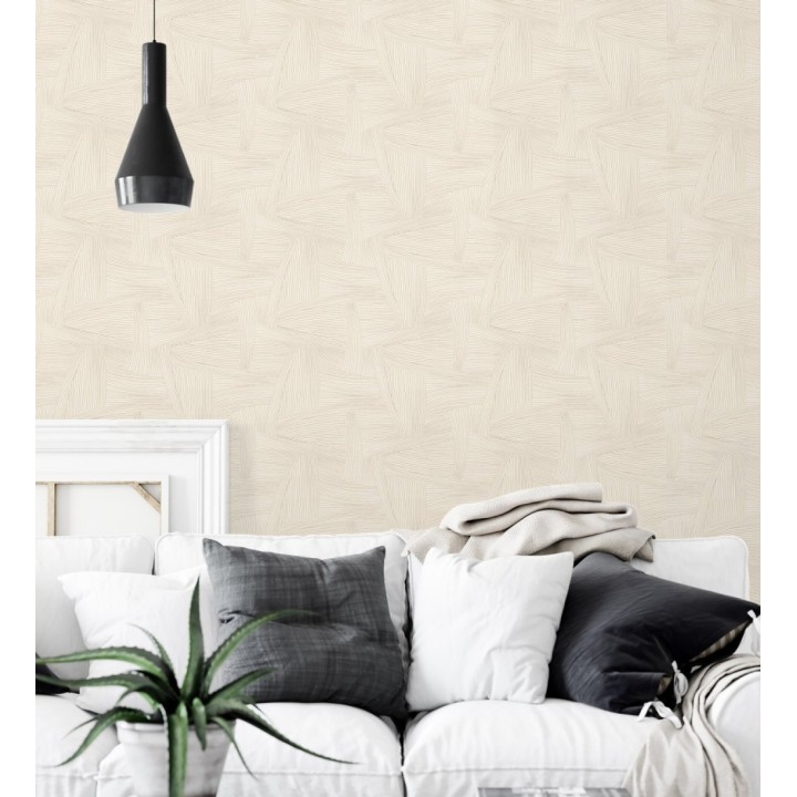 Papel pintado de líneas abstractas fondo beige - Miller Interweave 683864