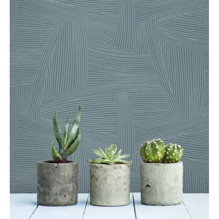 Papel pintado de líneas abstractas fondo azul - Miller Interweave 683865