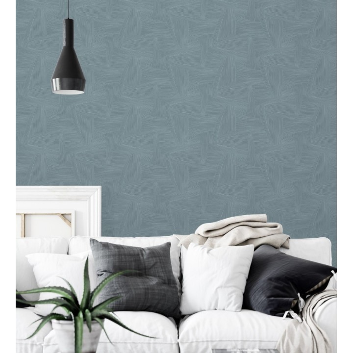 Papel pintado de líneas abstractas fondo azul - Miller Interweave 683865