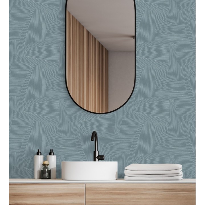 Papel pintado de líneas abstractas fondo azul - Miller Interweave 683865