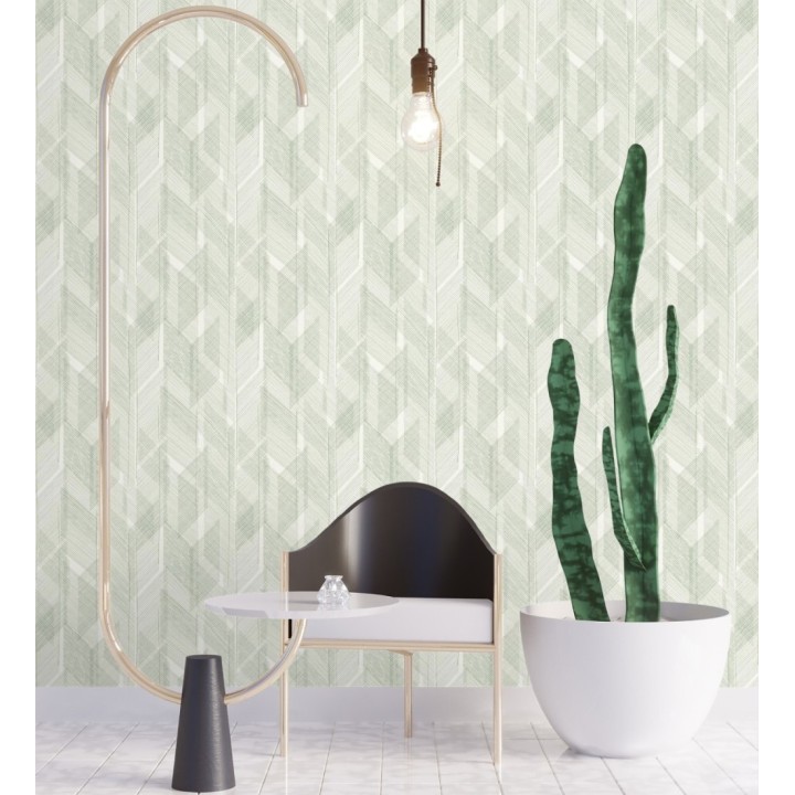 Papel pintado de trazado etéreo con líneas finas en verde - Nexus Interlaced 683866