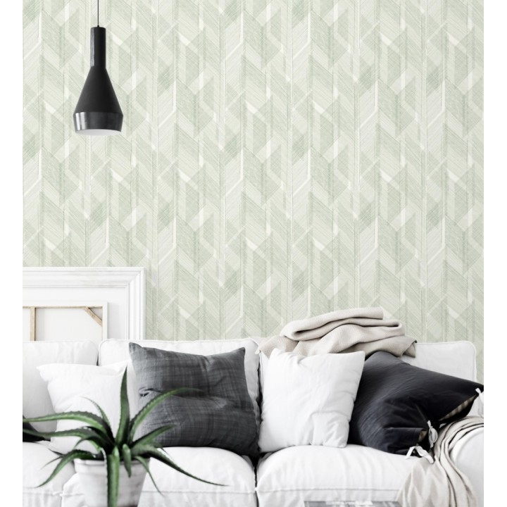 Papel pintado de trazado etéreo con líneas finas en verde - Nexus Interlaced 683866
