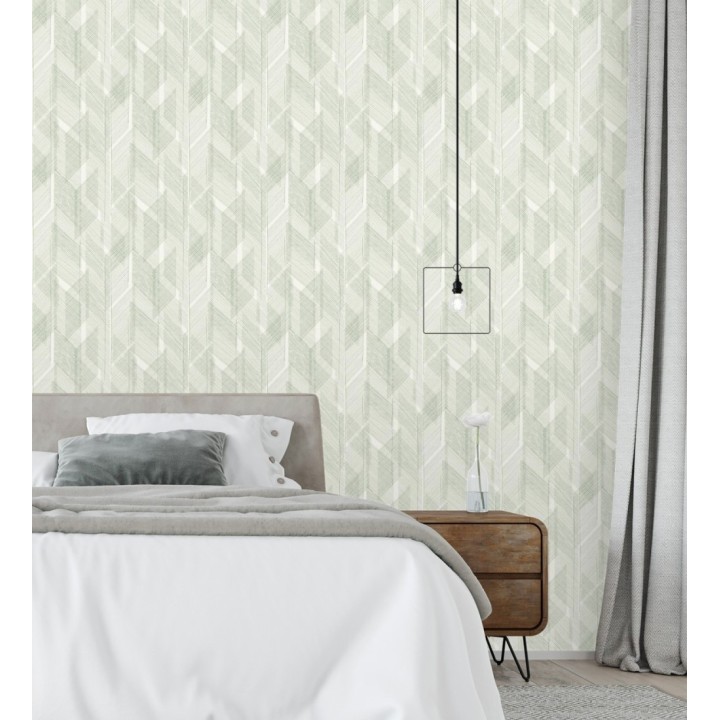 Papel pintado de trazado etéreo con líneas finas en verde - Nexus Interlaced 683866