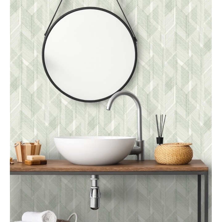 Papel pintado de trazado etéreo con líneas finas en verde - Nexus Interlaced 683866