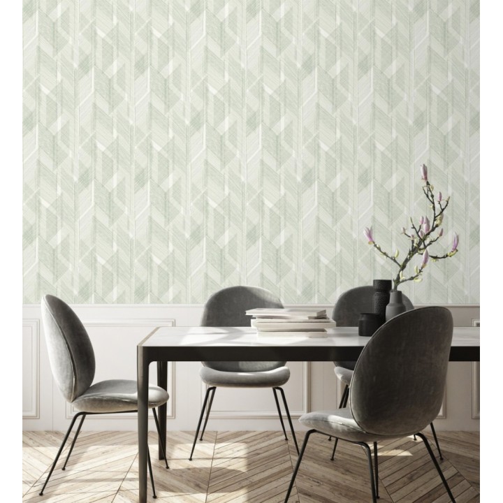 Papel pintado de trazado etéreo con líneas finas en verde - Nexus Interlaced 683866