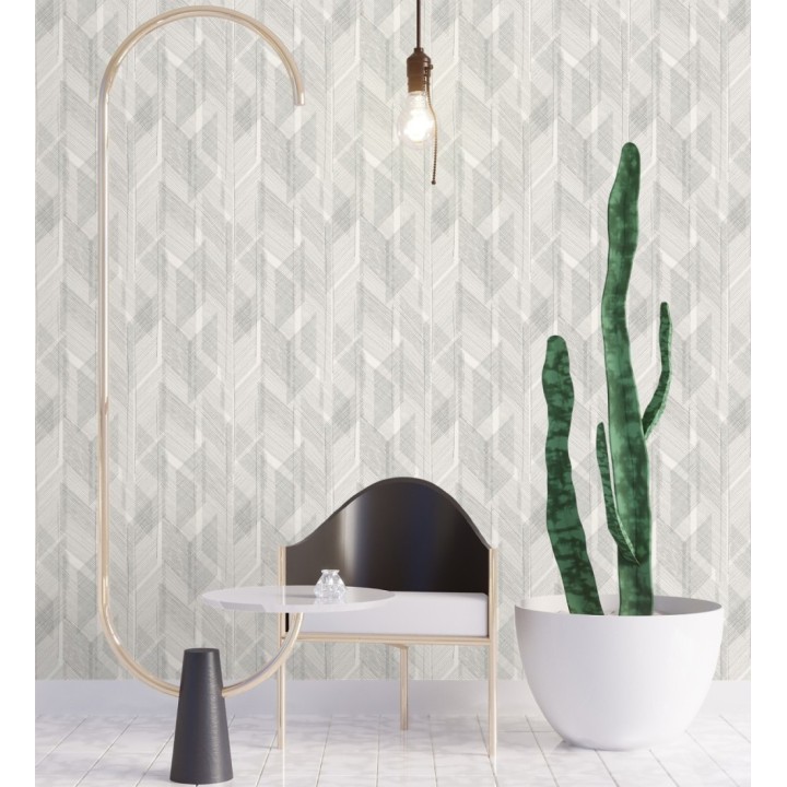 Papel pintado de trazado etéreo con líneas finas en negro - Nexus Interlaced 683867