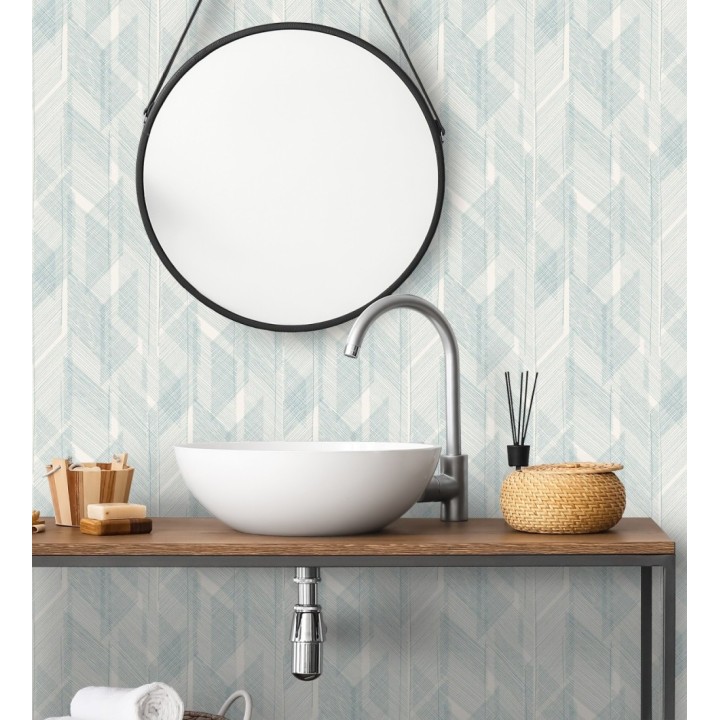 Papel pintado de trazado etéreo con líneas finas en azul - Nexus Interlaced 683868