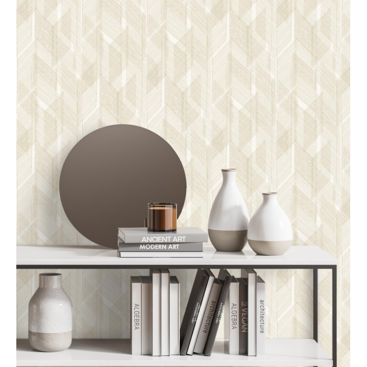 Papel pintado de trazado etéreo con líneas finas en ocre - Nexus Interlaced 683870