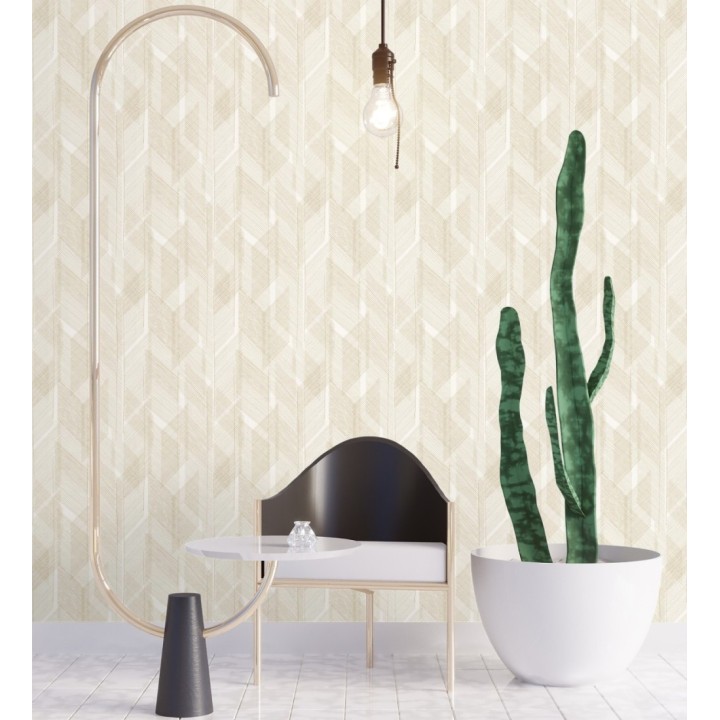 Papel pintado de trazado etéreo con líneas finas en ocre - Nexus Interlaced 683870