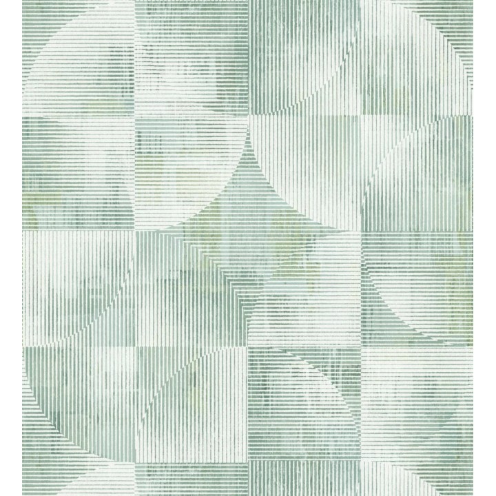 Papel pintado geométrico retro con tonos desgastados en verde manzana - Harlem Rhythmic 683871