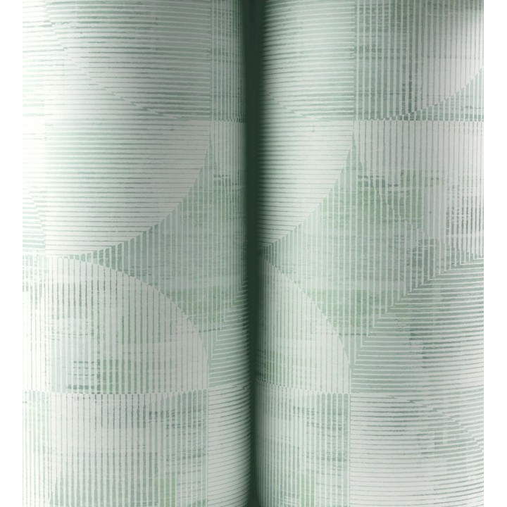 Papel pintado geométrico retro con tonos desgastados en verde manzana - Harlem Rhythmic 683871