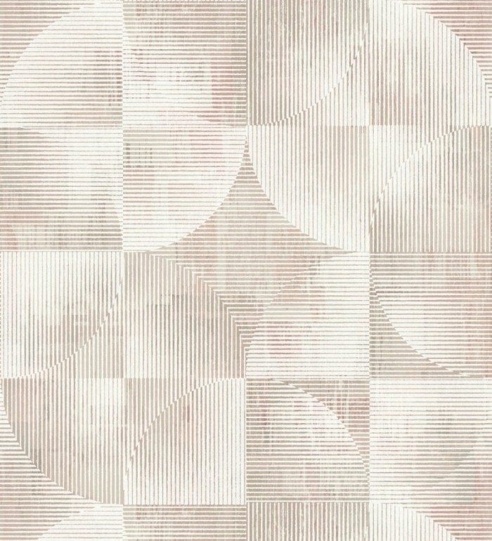 Papel pintado geométrico retro con tonos desgastados rosa palo - Harlem Rhythmic 683872