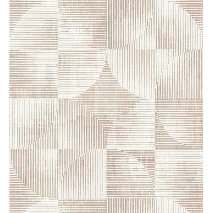 Papel pintado geométrico retro con tonos desgastados rosa palo - Harlem Rhythmic 683872