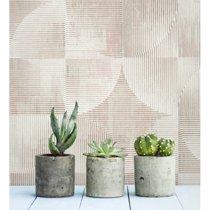 Papel pintado geométrico retro con tonos desgastados rosa palo - Harlem Rhythmic 683872