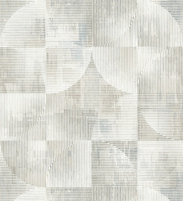 Papel pintado geométrico retro con tonos desgastados en beige y gris - Harlem Rhythmic 683873